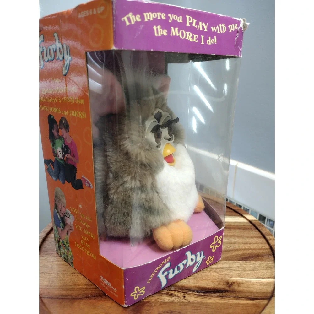 Vintage 1998 Furby Grey and White Church Mouse In Original Box